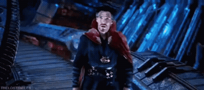 Doctor Strange With Blue Light And Red Cape GIF