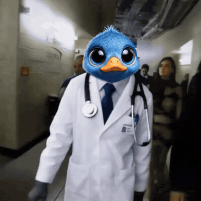Doctor With Blue Duck Mask On Head GIF