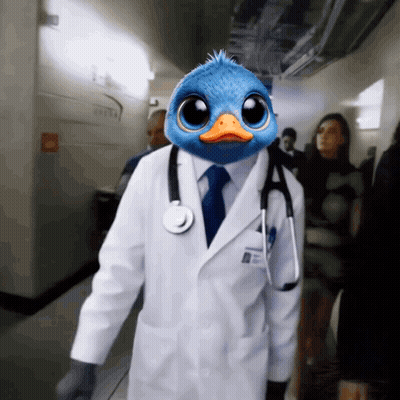 Doctor With Ostrich Head and Stethoscope