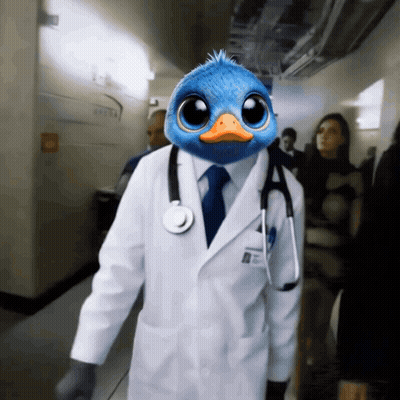 Doctor With Ostrich Head And Stethoscope GIF
