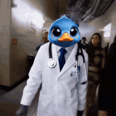 Doctor With Ostrich Head And Stethoscope GIF