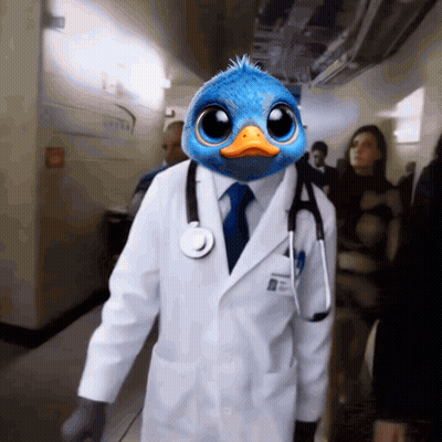 Doctor With Ostrich Head And Stethoscope GIF
