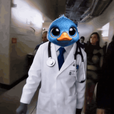 Doctor With Ostrich Head And Stethoscope GIF