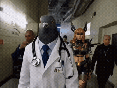Doctor With Pigeon Head And Stethoscope GIF