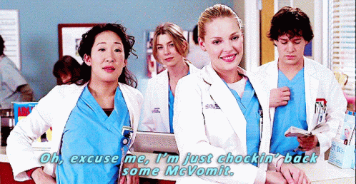 Doctors With One Saying Oh Excuse Me I'm Just Chocking Back Some McVomit GIF