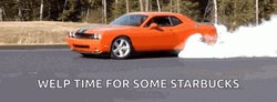 Dodge Challenger Burnout Starbucks GIF
