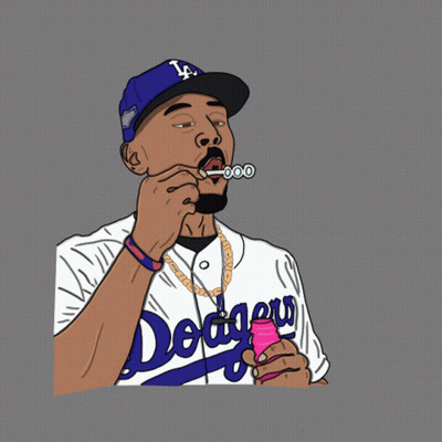 Dodgers Baseball Player Blowing Soap Bubbles With Cigarette GIF