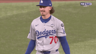 Dodgers Baseball Player Holding Glove GIF