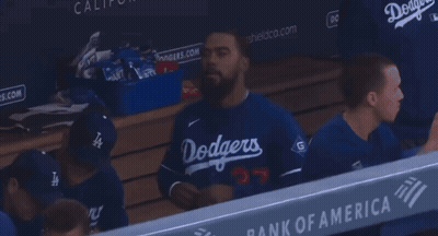 Dodgers Baseball Player In Dugout GIF