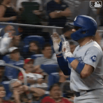 Dodgers Baseball Player In Front Of Crowd GIF