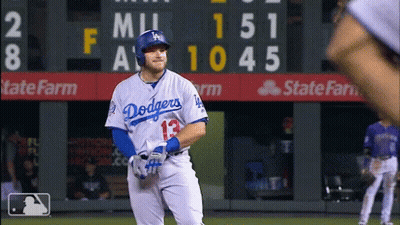 Dodgers Baseball Player In Front Of Scoreboard GIF