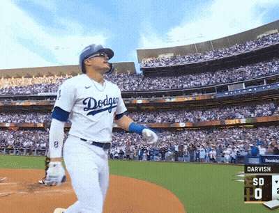 Dodgers Baseball Player On Field With Crowd GIF