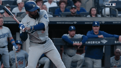 Dodgers Baseball Player Swinging Bat GIF