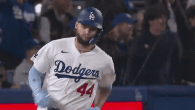 Dodgers Baseball Player Wearing Number 44 Running GIF