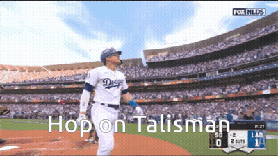 Dodgers Baseball Player With Hop On Talisman GIF