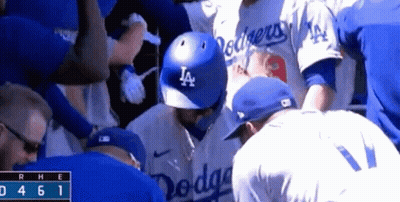 Dodgers Baseball Players Huddled GIF
