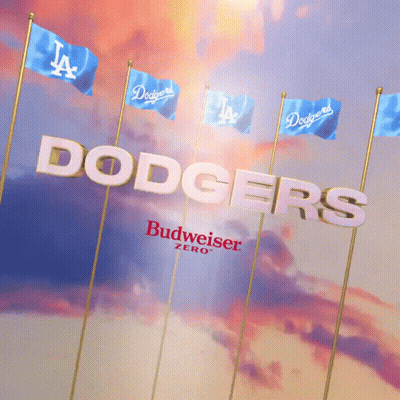 Dodgers Budweiser Zero Ad With Blue Flags GIF
