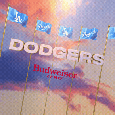 Dodgers Budweiser Zero Ad With Blue Flags GIF
