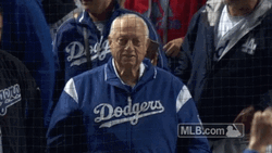 Dodgers Manager Tommy Lasorda Looking At His Players GIF