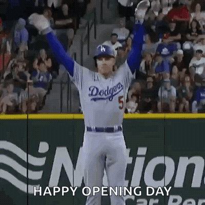 Dodgers Player Arms Up Happy Opening Day GIF