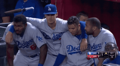 Dodgers Player Being Helped GIF