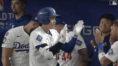 Dodgers Player High Fives Another Player GIF