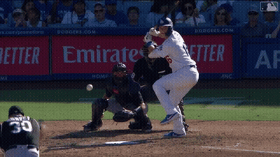 Dodgers Player Swinging At Pitch GIF