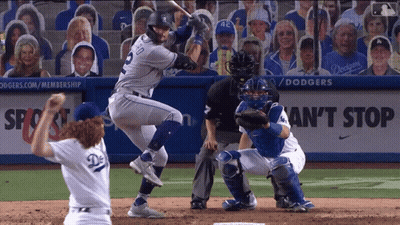 Dodgers Player Swinging Before Ain't Stop Sign GIF