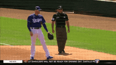 Dodgers Player Talking To Referee GIF