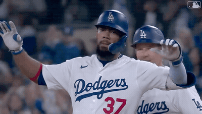 Dodgers Player Wearing Number 37 Celebrates Hit GIF