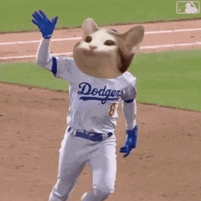 Dodgers Player With Cat Head Jersey GIF