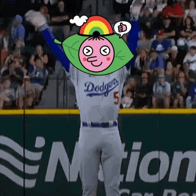 Dodgers Player With Mascot On Head Thumbs Up GIF