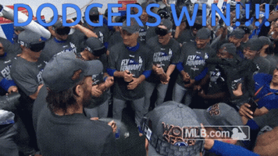 Dodgers Players Celebrating Win GIF