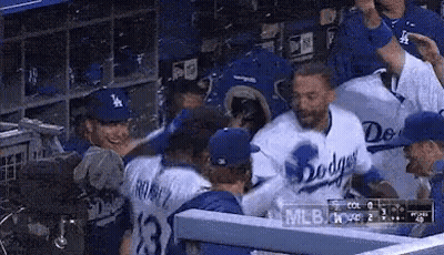 Dodgers Players Sitting In Dugout GIF