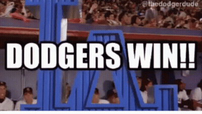 Dodgers Win Sign In Front Of Crowd Watching Baseball GIF