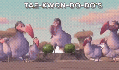 Dodo Birds Around Watermelons Saying Attack GIF