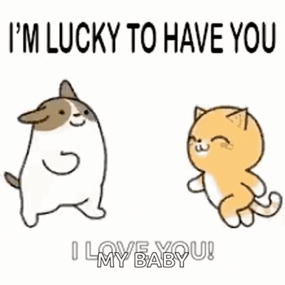 Dog And Cat Dancing Says I'm Lucky To Have You GIF