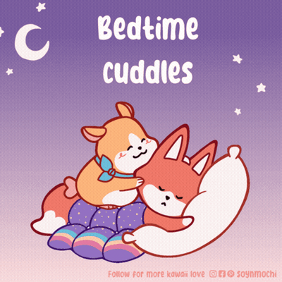 Dog And Fox Hugging Bedtime Cuddles GIF