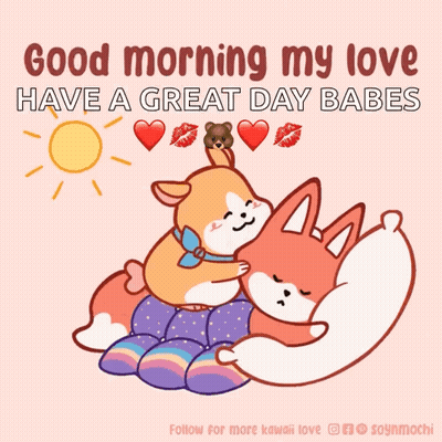 Dog And Fox Hugging Good Morning My Love GIF