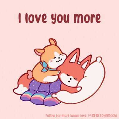 Dog And Fox Hugging I Love You More GIF