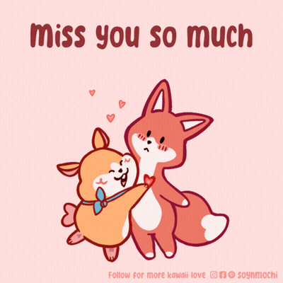 Dog And Fox Hugging I Miss U GIF