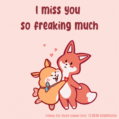 Dog And Fox Hugging I Miss You GIF