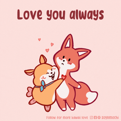 Dog And Fox Hugging Love You Always GIF