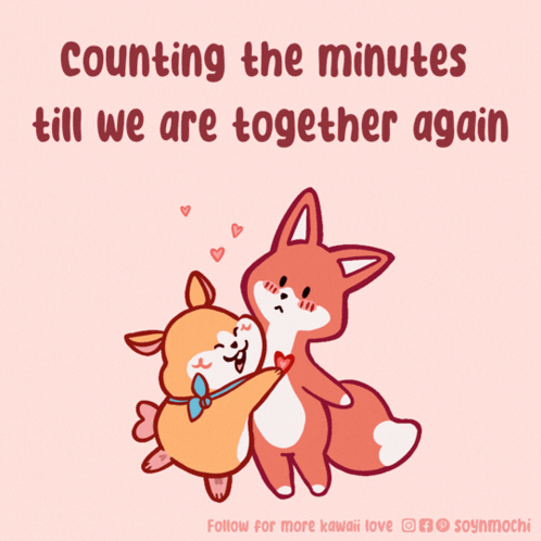 Dog And Fox Hugging Saying Counting The Minutes GIF