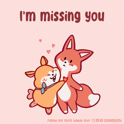 Dog And Fox Hugging Saying I'm Missing You GIF