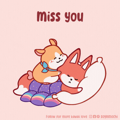 Dog And Fox Hugging Saying Miss You GIF