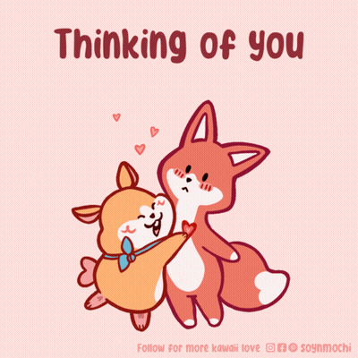 Dog And Fox Hugging Thinking Of You GIF
