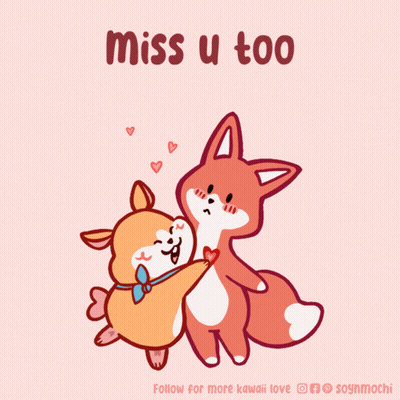 Dog And Fox Hugging With Miss U Too GIF