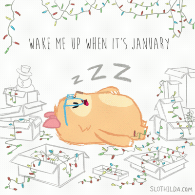 Dog Boxes Wake Me Up When It's January GIF