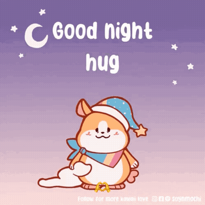 Dog Cartoon Saying Good Night Hug GIF